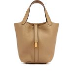 Hermès Beige Marfa Clemence Picotin Lock 18 Gold Hardware